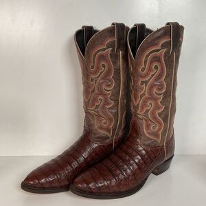 Nocona Exotic Caiman Crocodile Cowboy Boots 9 D Belly Cut USA Made
